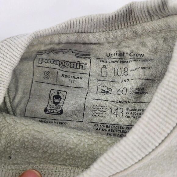 Patagonia Mens Arched Fitz Roy Bear Siz S Uprisal Crew Sweatshirt Beige Pullover - Picture 9 of 11